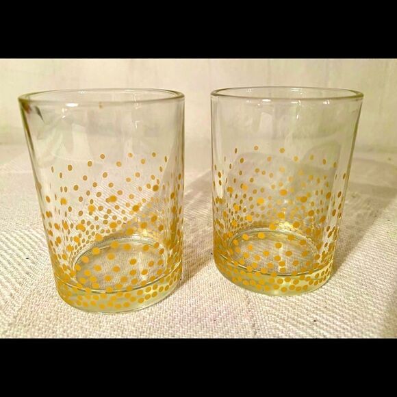 Set Of 2 MCM Cool Cocktail Glasses W Gold Dots TMD Holdings. Beautiful Glassware - Picture 1 of 6